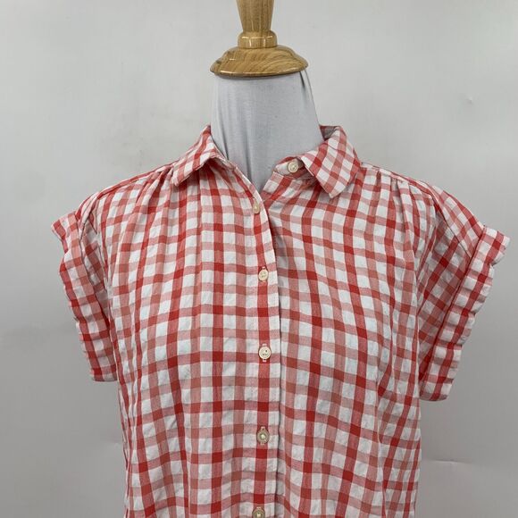 Loft Ann Taylor Gingham Button Up Shirt Women Petite XSP Extra Small Shirttail - Picture 3 of 12